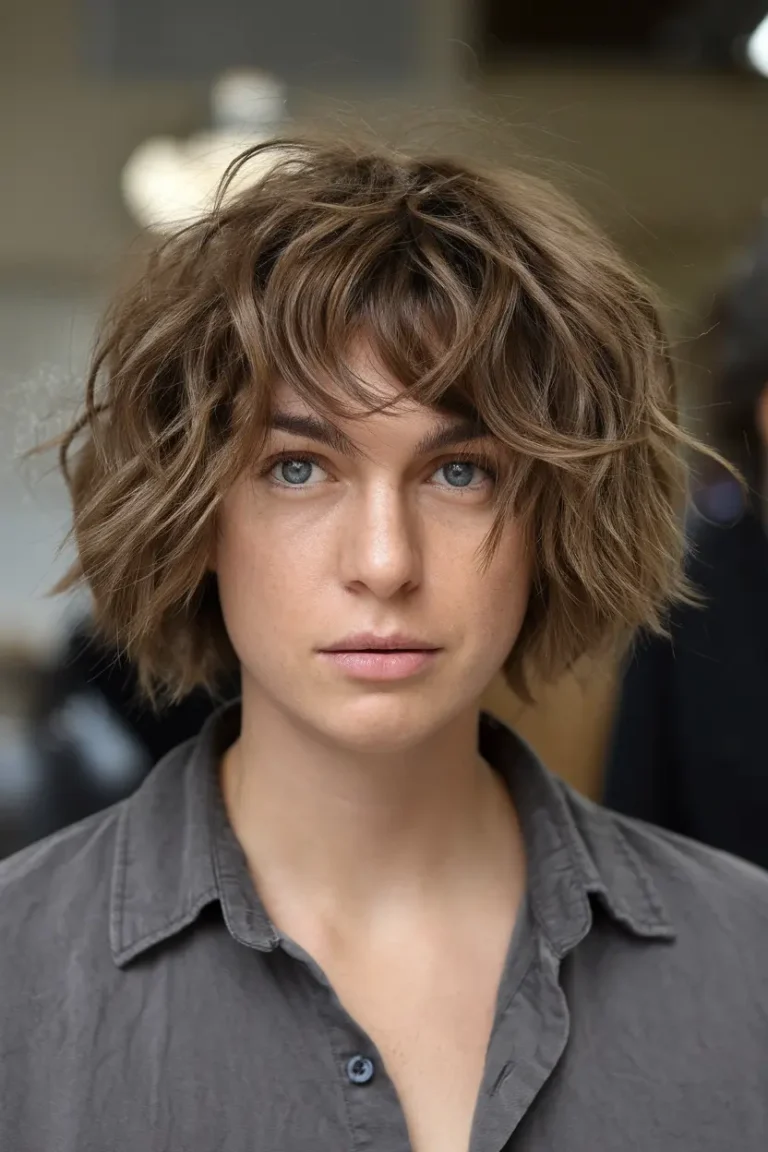 2. Shaggy Curly Brunette Bob